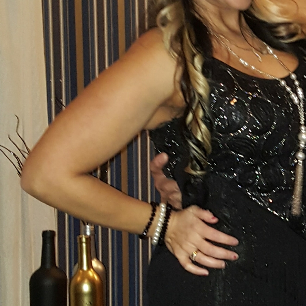 Black cocktail tassel dress